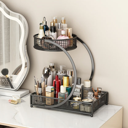 Mesh Countertop Bathroom Organizer with Two- or Three-Tier Basket Styles and Curved Open Frame