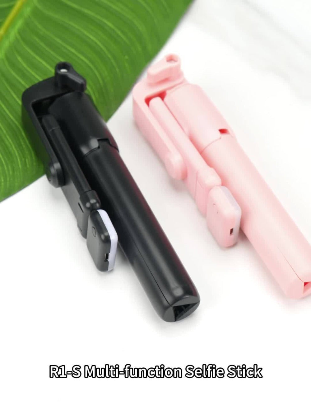 27.16-Inch Compact Selfie Stick Tripod with Integrated Light, Rotating Clamp, Remote and Two Colors