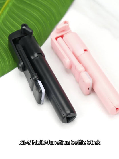 27.16-Inch Compact Selfie Stick Tripod with Integrated Light, Rotating Clamp, Remote and Two Colors