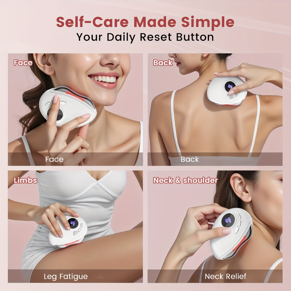 Electric Gua Sha Facial Sculpting Tool 9-Speed Vibration & Heat USB Rechargeable - Anti-Aging Skin Lifting Lymphatic Drainage Face Neck Massager - Home Spa Beauty Device for Women Skincare Gift