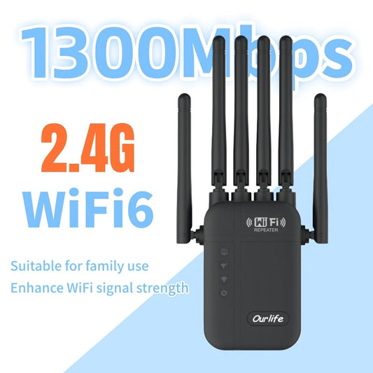 AC1200 WiFi Signal Booster 1200Mbps Dual Band 2-Pack – WiFi Extender Repeater 2.4GHz & 5GHz, Up to 10000 Sq Ft Whole Home Coverage, Wall Penetrating, Connects Multiple Devices (Black)