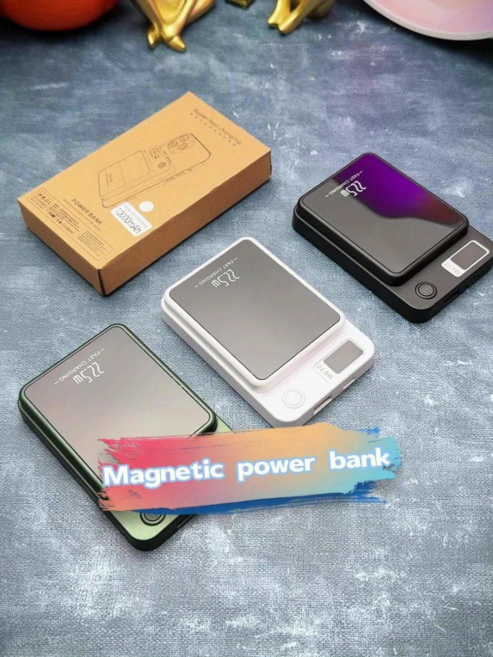 Power Bank Magnetic 10000mAh or 15000mAh with 15W Wireless, 22.5W Wired, USB-C and LED Display