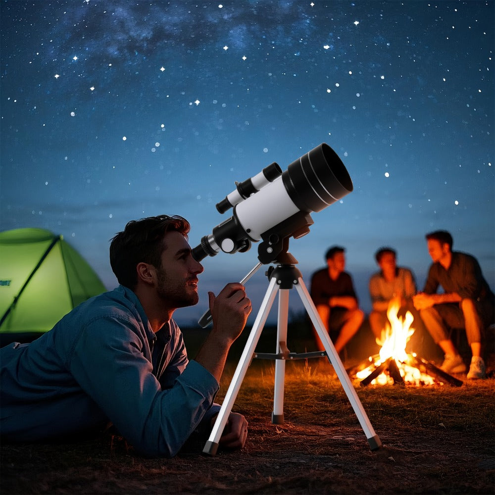 Monocular Telescope 150X with 3 Eyepieces, 70mm Aperture & Tripod – Portable Astronomical Refractor with Phone Holder & Barlow Lens, Easy Setup, Best Gift for Nature, Education & Stargazing