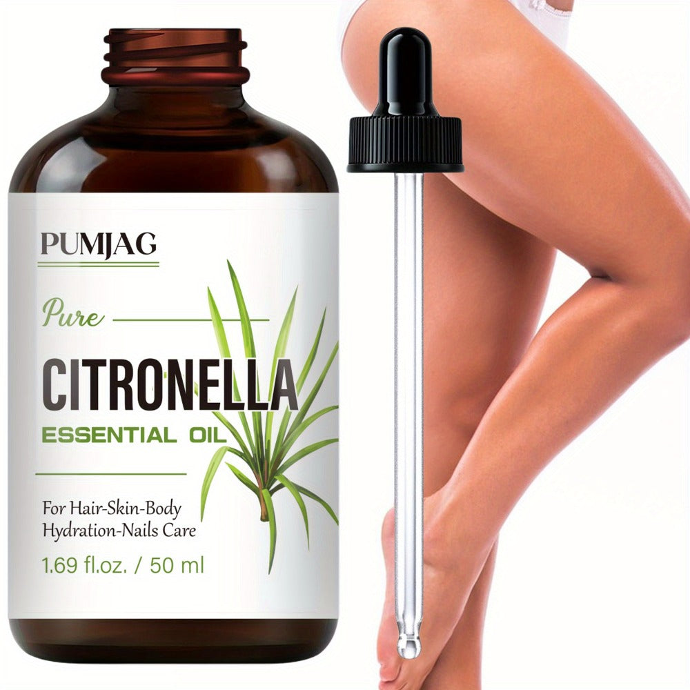 Essential Oil Citronella Non-Alcoholic Formula in 50ml Precision Dropper Bottle for Face, Hair, Nails and Body