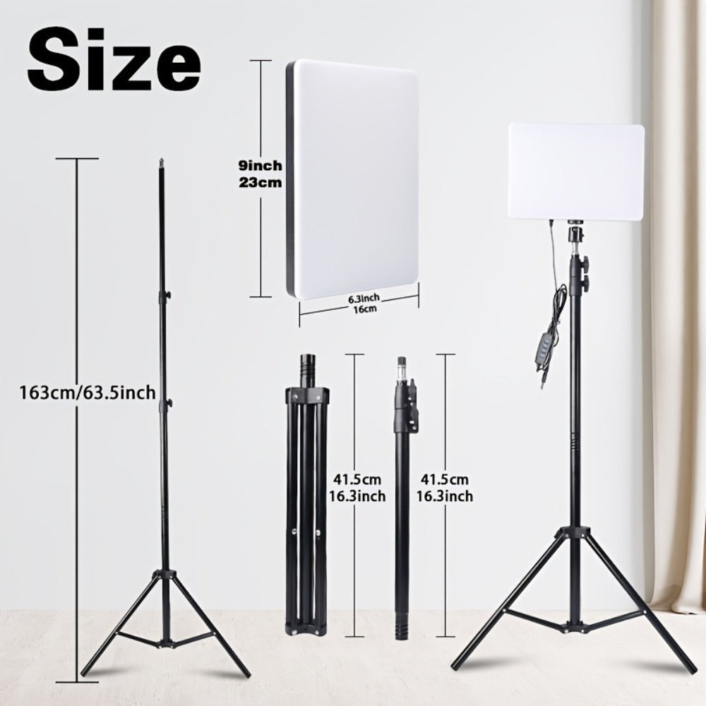 Square LED Ring Light Kit 10 Inch with 63" Adjustable Tripod Stand & Phone Holder – 3 Color Modes USB Powered Selfie Light for Live Streaming, Video Recording, TikTok, YouTube, Makeup & Home Studio