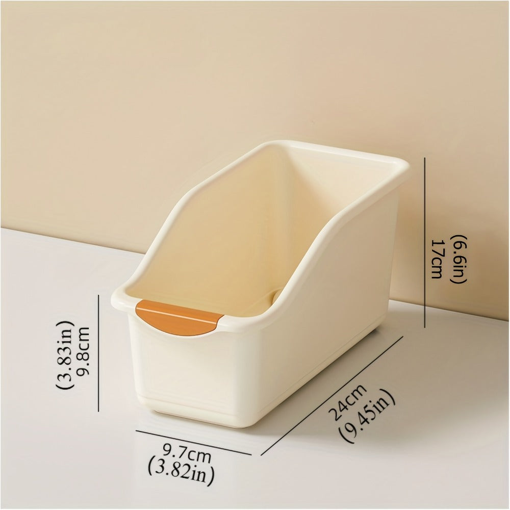 Two-Piece Open-Top Plastic Storage Bin Set with Curved Fronts and Random Color Selection for Cabinets