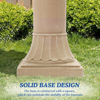 48.4 Inch Three-Tier Outdoor Water Fountain with Carved Flower Design in Three Finish Options