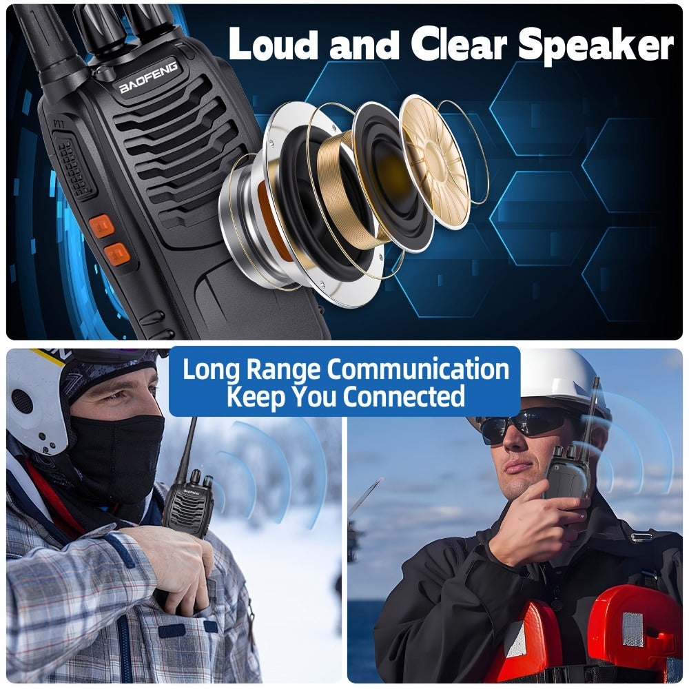 Baofeng Long Range Walkie Talkies for Adults with Earpieces 16 Channel Rechargeable Two Way Radio VOX Flashlight for Camping Hiking Skiing Cruise Family Adventure Available in 1 2 4 6 8 10 Pack