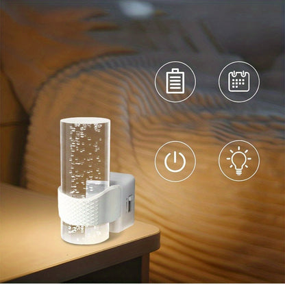 Two-Pack 3000K Plug-In Night Lights with Bubble-Pattern Shades, Light Sensors and Black or White Bases