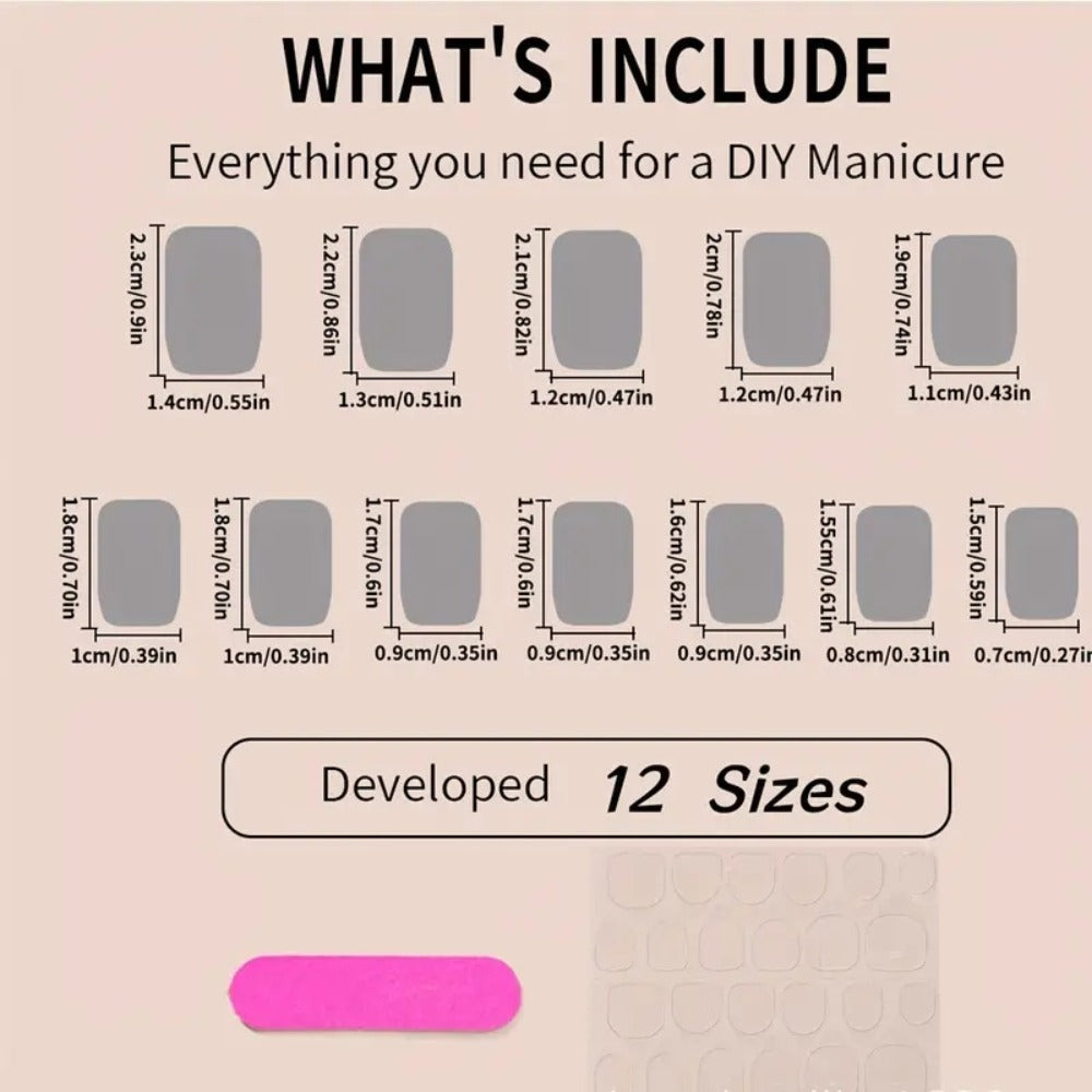 Press On Nails 216-Piece Short Square Nine-Pack Colorful Gradient Ombre Set with Tabs and Nail File