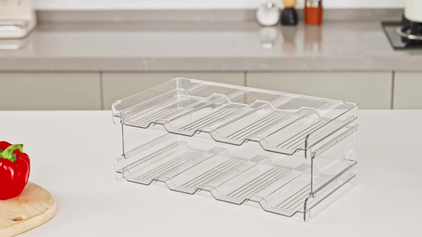 Water Bottle Rack Kitchen Organizer Stackable Plastic Holder with 5, 6, 8, 9, 11 or 12-Bottle Options