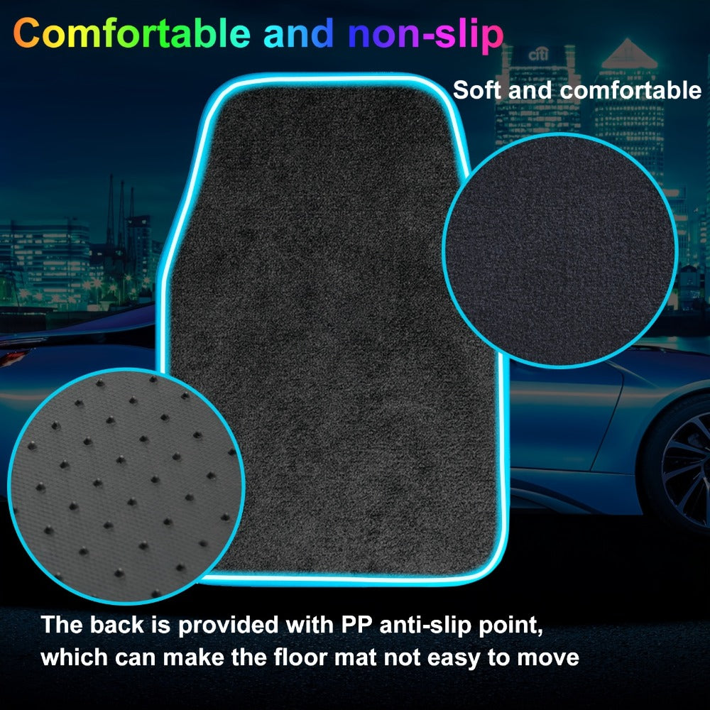 LED Car Floor Mats with RGB Strip Light & App Control – Anti-Slip Universal Fit Interior Ambient Lighting for SUV Truck Sedan Jeep, Soft Mat & PU Leather Options, Car Interior Decor Upgrade