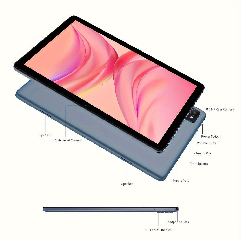 VASOUN 10.1-Inch Android 14 Tablet with 12GB Memory, 128GB Storage, Dual SIM Slots and Protective Case