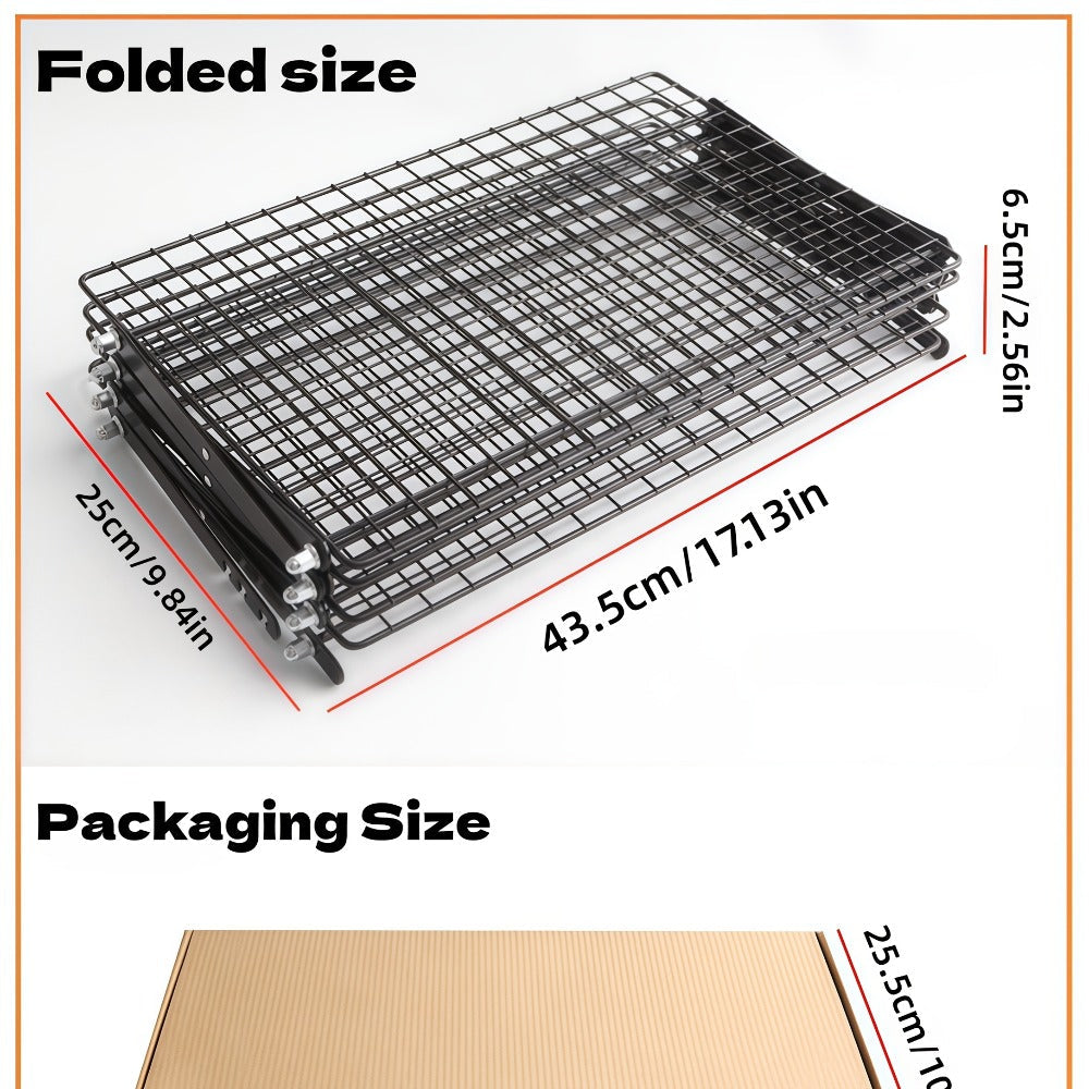 Foldable Cooling Rack for Baking, Stackable Wire Baking Rack with 4-Position Height Adjustment, Collapsible Metal Drying Rack for Cookies Cakes Bread, Camping Grill Rack