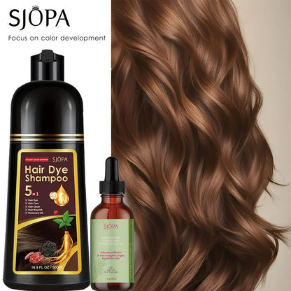 Hair Color Shampoo 5-in-1 Instant Gray Coverage Color Dyeing Conditioner 16.9oz – SJOPA No Ammonia Safe Natural Formula 12 Shades Unisex Men Women