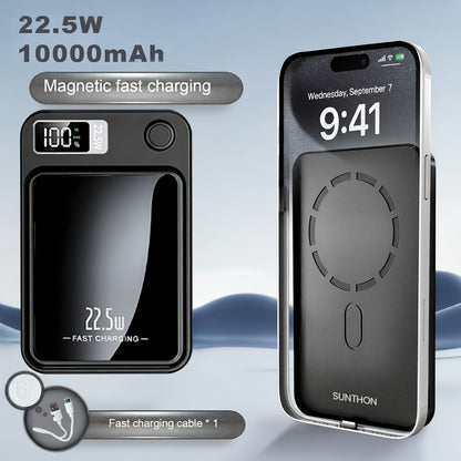 Magnetic Wireless Power Bank with 5000mAh and 10000mAh Labels, Flip Display and Four Color Options