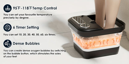 Collapsible Foot Spa with Heater, Temperature Control, Bubbles, Six Rollers and Two Color Options