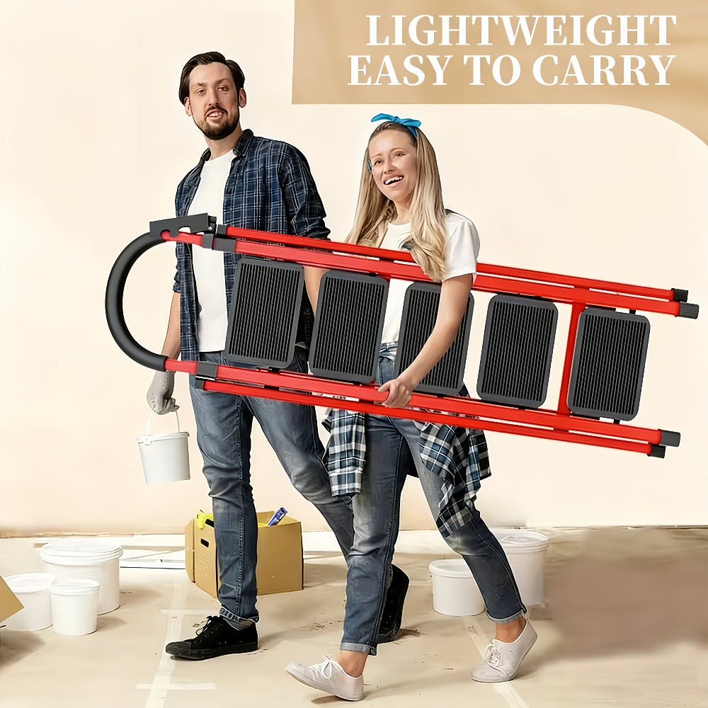 Folding Step Stool Ladder 500lbs Heavy Duty Steel with Anti-Slip Wide Treads & Handrails – Safety Lock, Portable Multi-Step Ladder for Home, Kitchen & Outdoor Use, Mini / Medium / Large