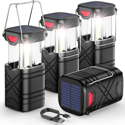 Collapsible Camping Lantern in Four- or Eight-Piece Packs with Solar Panel, USB Charging and Three Power Methods