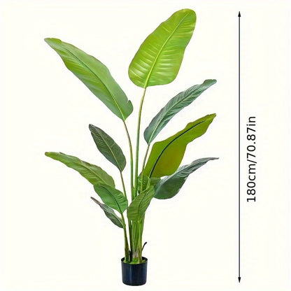 Artificial Bird of Paradise Tree with Broad Green Leaves and Base Pot in 62.99 or 70.87-Inch Heights