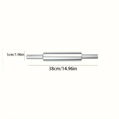 Stainless Steel Rolling Pin, Professional Non-Stick Dough Roller with Non-Slip Grip and Rounded Ends, Easy to Clean Baking Rolling Pin for Pizza Dough, Pie Crust, Pasta, Cookie, Bread, Multiple Sizes