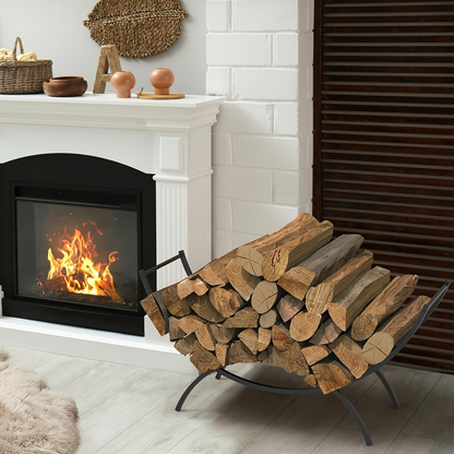 Firewood Rack | Heavy Duty Steel Indoor Outdoor Fireplace Patio Deck