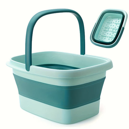 Large Collapsible Foot Bath Basin with Carry Handle, Raised Footbed Texture and Pictured Green Finish