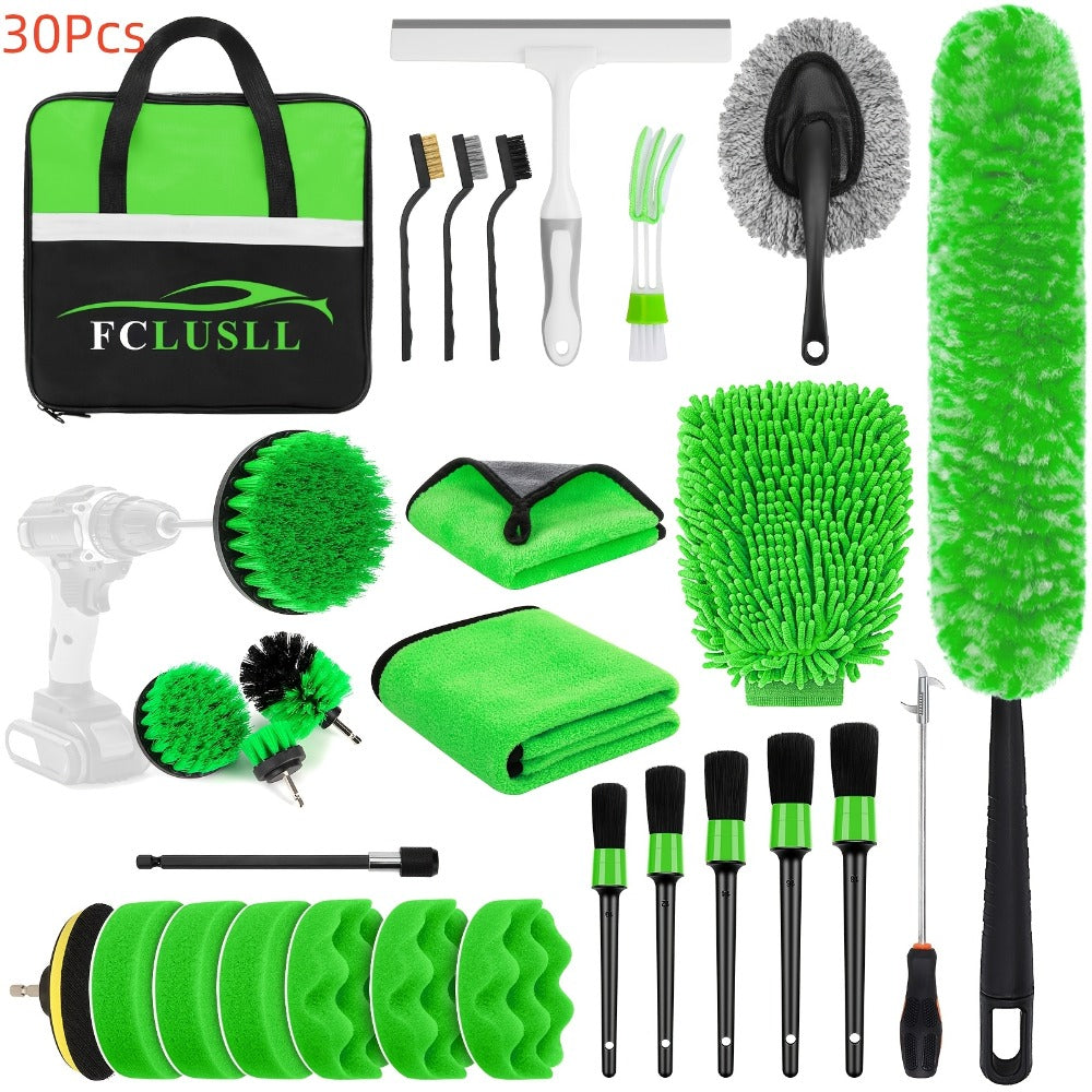 Car Cleaning Kit with Portable Vacuum Cleaner – 17/24/29/32/35pcs Interior Detailing Set with Windshield Cleaner, Drill Brush Set & Interior Brush Set – Complete Auto Care Kit