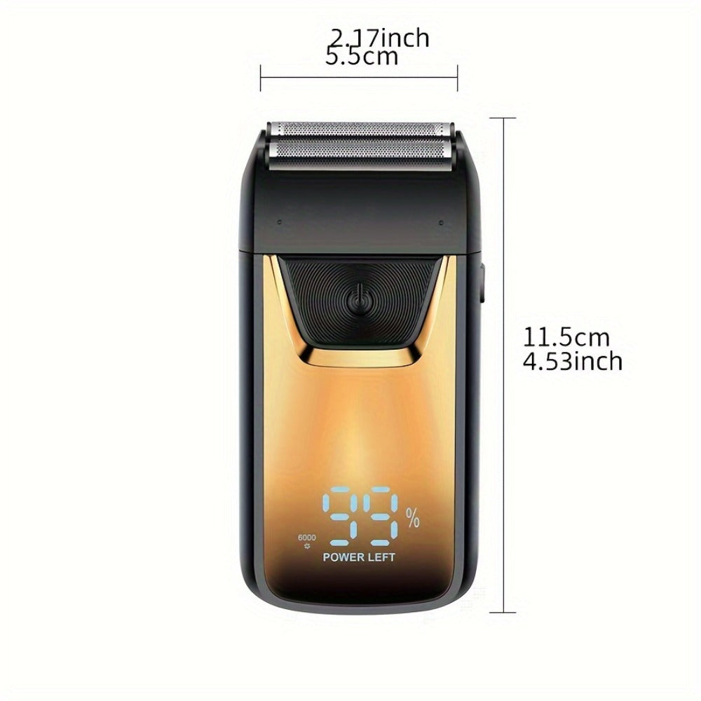 Electric Shaver Rechargeable Cordless Razor and Hair Trimmer in Gold for Face, Beard and Hair Grooming