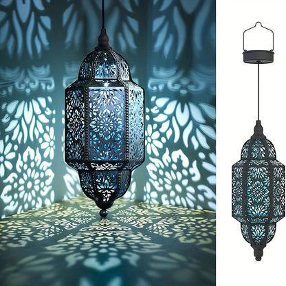 Solar Lanterns Outdoor 2 Pack Moroccan Cut-Out Design IP54 Waterproof Auto Dusk-to-Dawn Garden Pathway Patio Lantern Lights Gold Purple White Copper