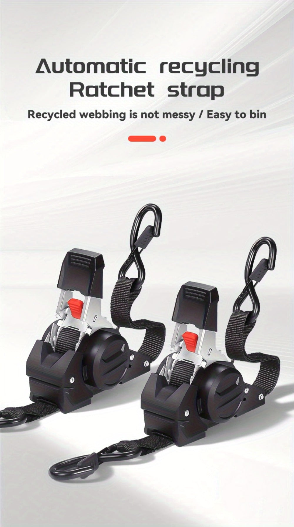 Ratchet Tie-Down Straps with Auto-Retract & Speed Control – Heavy-Duty Cargo Securing Kit with Hooks & Storage Bag | Motorcycle Transport, Towing & Truck Bed Load Securing