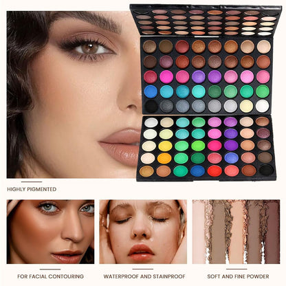 Eyeshadow Palette POPFEEL 120-Shade Folding Color Case with Matte-Shimmer Mix and Optional Six-Brush Bundle