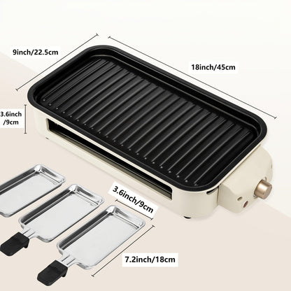 Indoor Electric Smokeless Grill 1700W with Raclette Pans, Non-Stick Plate, Portable Tabletop BBQ Griddle for Couples