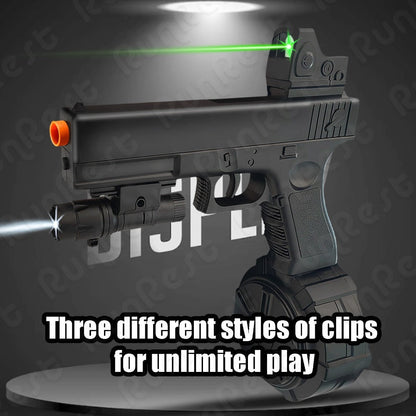 Black Electric Gel Blaster Set with Three Magazine Styles, Sight, Flashlight, Goggles and Charging Cable
