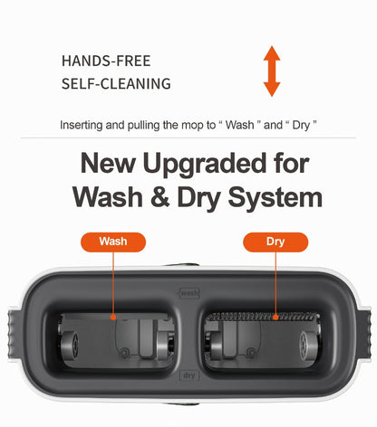 Flat Mop and Bucket System with Washable Reusable Microfiber Pads Dual Bucket Wringer Wet Dry Floor Mop for Hardwood Tile Marble Wall Cleaning Stainless Steel Handle 12.99in or 15.74in Mop Head