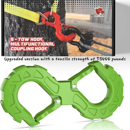 Off-Road Recovery Winch Hook D-Ring Shackle 3/8" 35,000 LB G80 Heavy Duty Quick Release Tow Hook for RV Truck 4x4 Vehicle - Red & Black