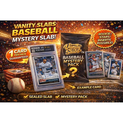 Baseball Mystery Card in Vanity Slab Display – Rookie, Star, Autograph or Insert Style | Topps & Panini MLB Collectible Gift for Baseball Fans & Sports Card Collectors