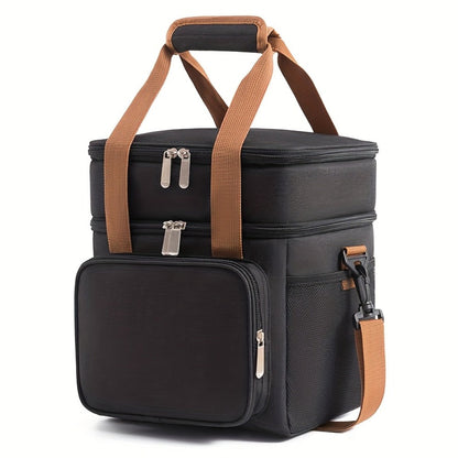 Double-Layer Lunch Carrier Bag with Shoulder Strap and One-Piece Checkout Options in Three Colors