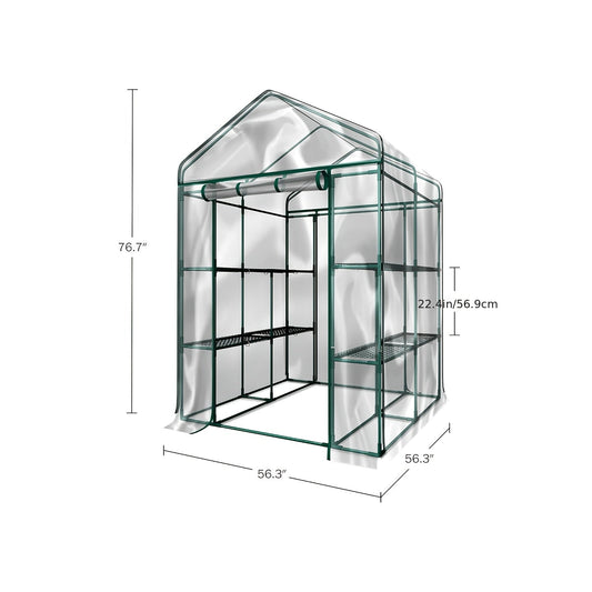 Walk-In Greenhouse Outdoor with Screen Windows – Heavy-Duty PE Cover, Portable Plant Shelter with Shelving Clips, Available in 27", 56" & 71" Sizes