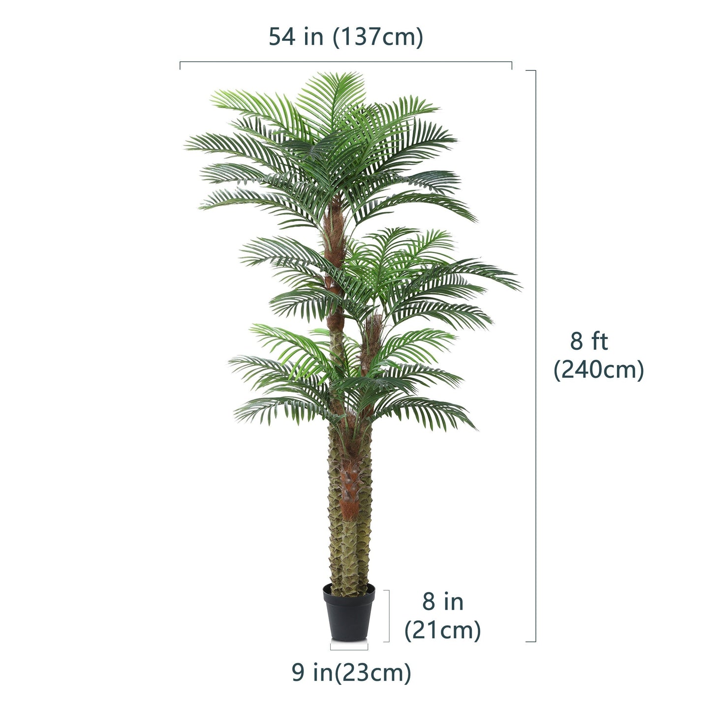 Artificial Palm Tree Outdoor 8FT & 10FT – Large UV Resistant Faux Tropical Palm Plant with Cement Base, Realistic Fake Golden Cane Palm for Patio, Poolside, Balcony & Indoor Home Office Decor