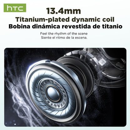HTC NE19 Open-Ear AI Translation Earbuds with Oval Charging Case in Black, Gunmetal, Beige or Purple