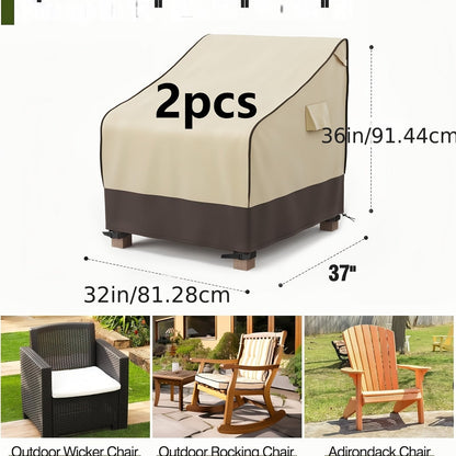 2-Pack Waterproof Patio Chair Covers for Adirondack & Rocking Chairs, 420D Heavy Duty Outdoor Furniture Covers, All-Weather UV & Moisture Protection