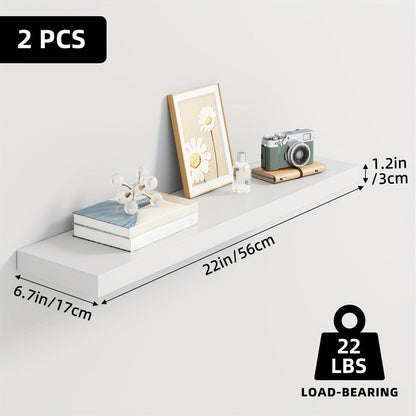 Floating Wall Shelf Set with Concealed-Style Brackets, Multiple Finishes and 4- or 6-Piece Options