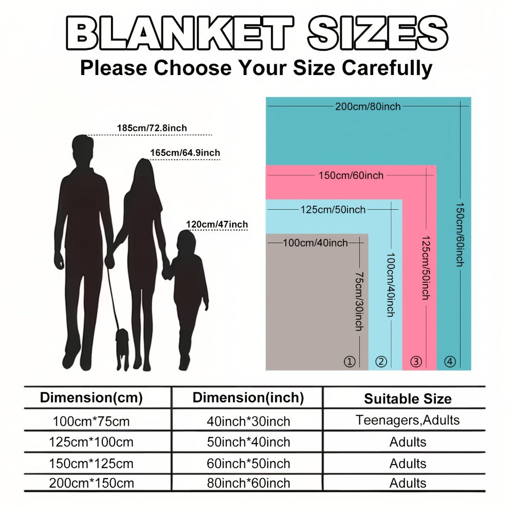 Colorful Teddy Bear Throw Blanket with Flower Print, White Reverse Surface and Single 40 x 50-Inch Size