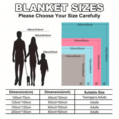 Colorful Teddy Bear Throw Blanket with Flower Print, White Reverse Surface and Single 40 x 50-Inch Size