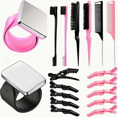 18-Piece Hair Sectioning and Styling Set with Clips, Combs, Parting Tools and Magnetic Wrist Holder