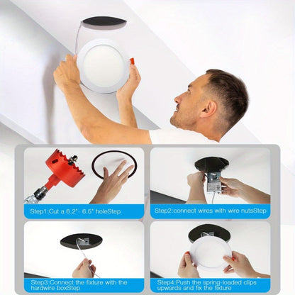 6 Inch LED Recessed Light 5CCT Selectable Dimmable - 12W 1050LM, 2700K-5000K, ETL Listed Slim Canless Downlight for Kitchen, Bedroom, Living Room & Office (6 / 24 / 48 / 72 / 96 Pack)