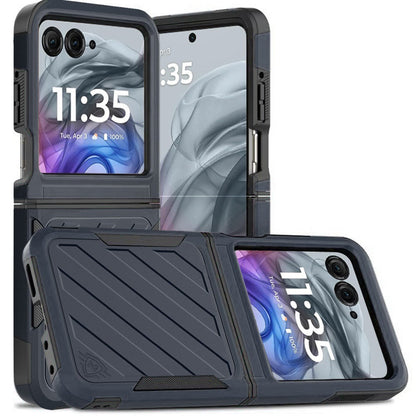 Phone Case Navy Dual-Layer PC and TPU Cover with Wireless Charging Support for Motorola Razr 2024