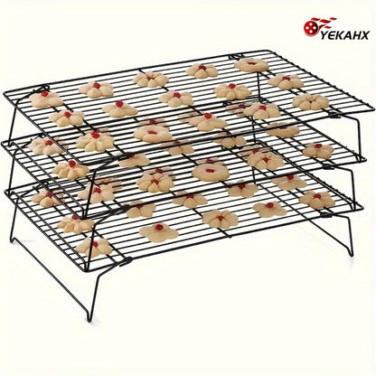Cooling Rack for Baking Set of 3 Collapsible Stackable Wire Rack Oven Safe Stainless Steel Cookie Cooling Rack Kitchen Baking Rack for Cake Bread Cookies Roasting Air Frying
