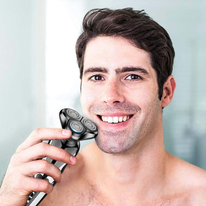 Electric Shaver for Men 3-in-1 Cordless Rechargeable 360° Floating Rotary – Beard Trimmer, Nose Hair Trimmer & Face Shaver with LED Display, 90-Min Battery & USB Charging, Black